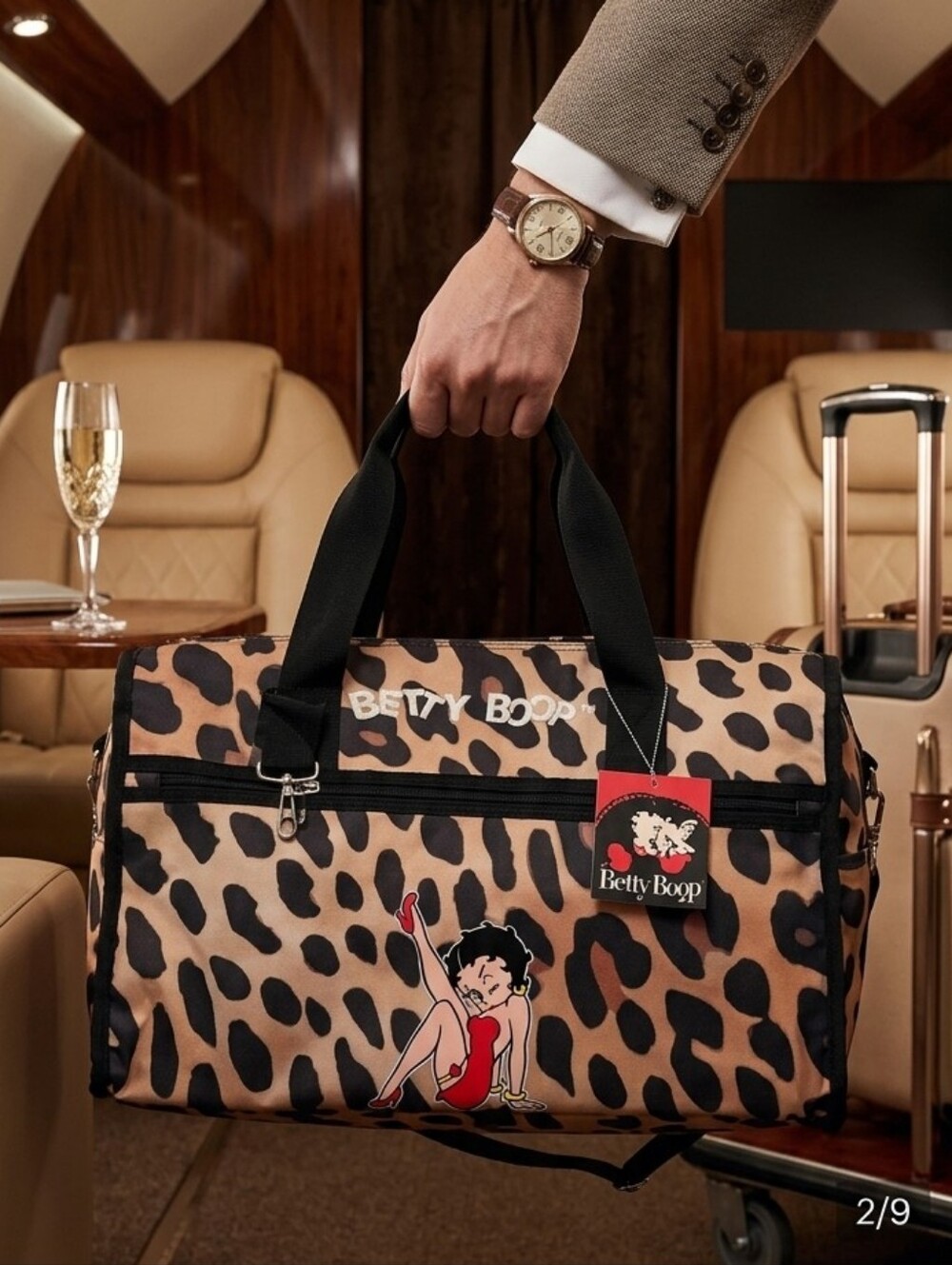 NWT Betty Boop Leopard Print Duffel Bag Travel Tote Weekender